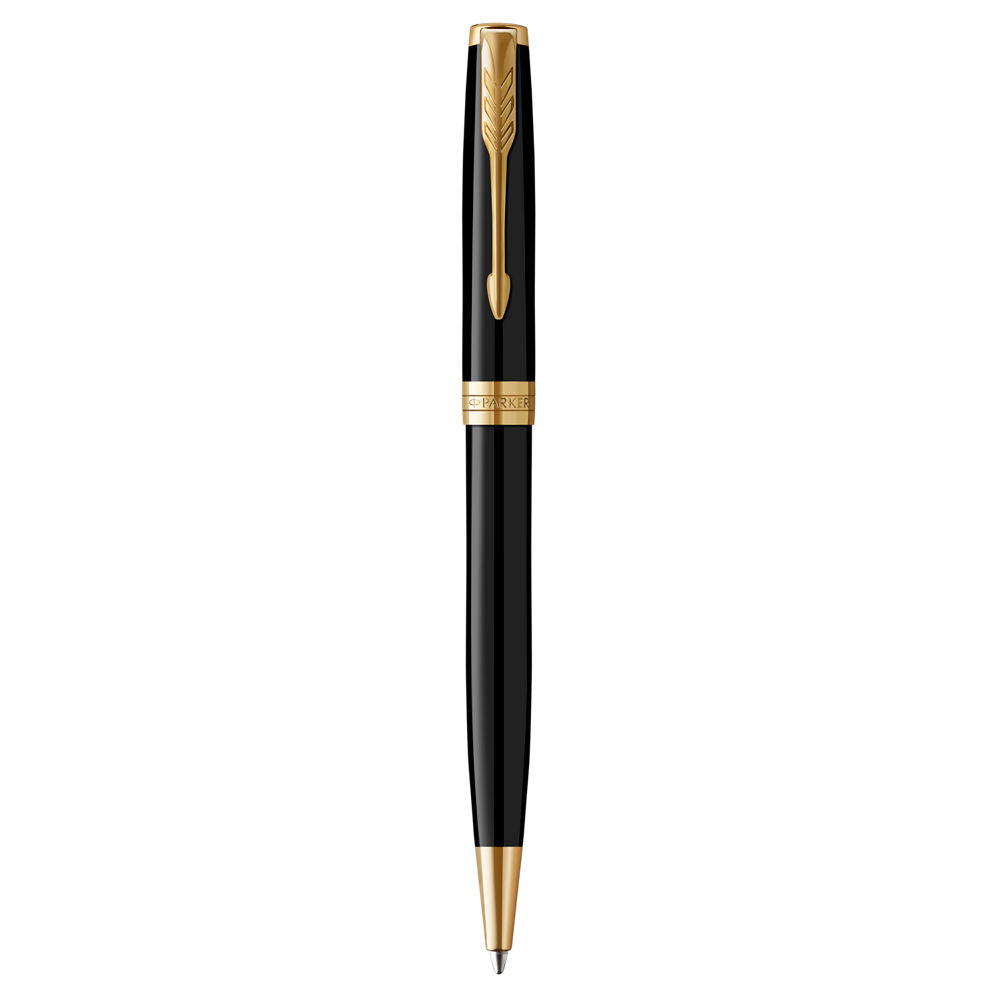 Parker Sonnet Ball Pen Medium NIb Black Ink - Black Gold Trim