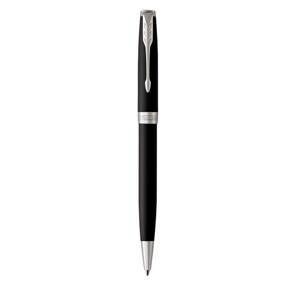 Parker Sonnet Ball Pen Medium NIb Black Ink - Matte Black Chrome Trim