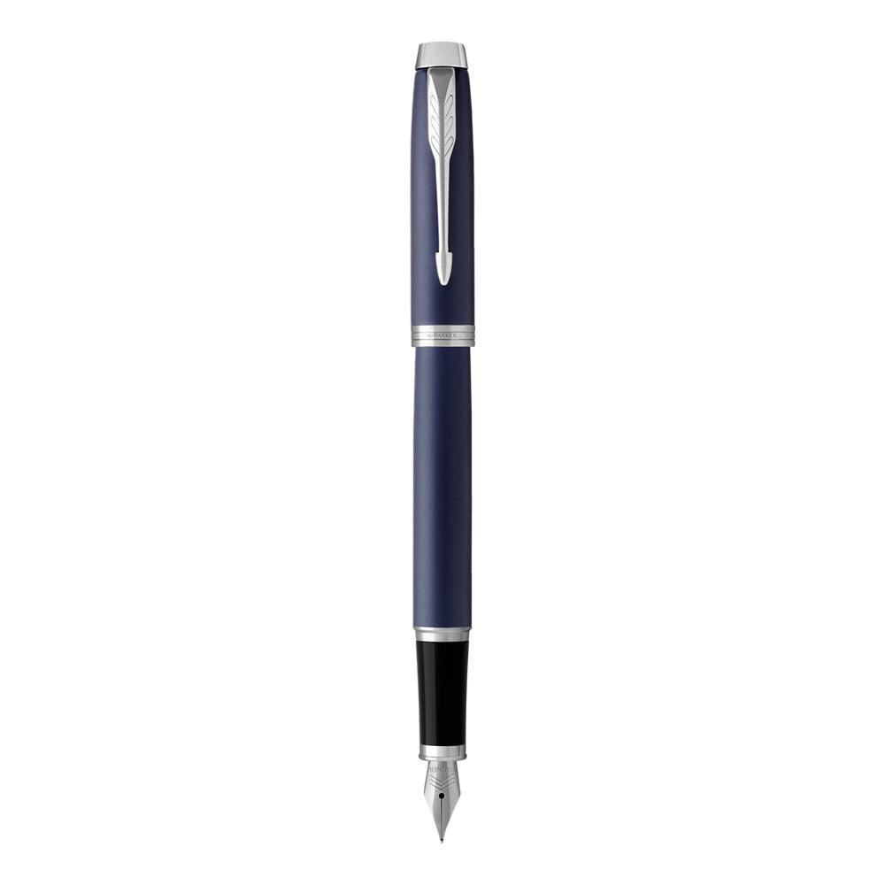 Parker IM Fountain Pen Medium Nib Blue Ink - Matte Blue Chrome TrIm