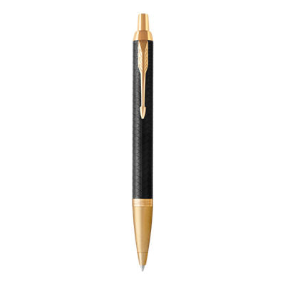 Parker IM Premium Ball Pen Medium Nib Blue Ink - Black Gold Trim