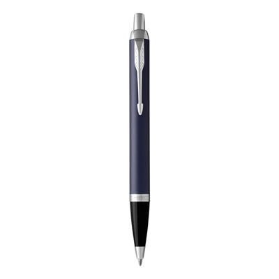 Parker IM Ball Pen Med Nib Blue Ink - Matte Blue Chrome TrIm