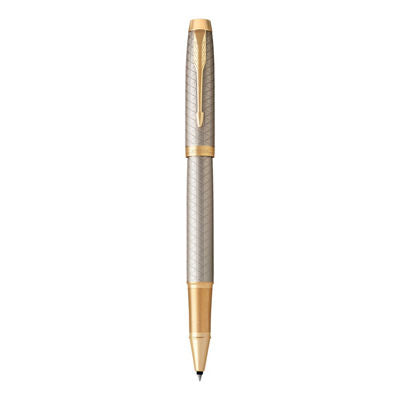 Parker IM Premium Roller Ball Fine Nib Black Ink - Warm Silver Gold Trim