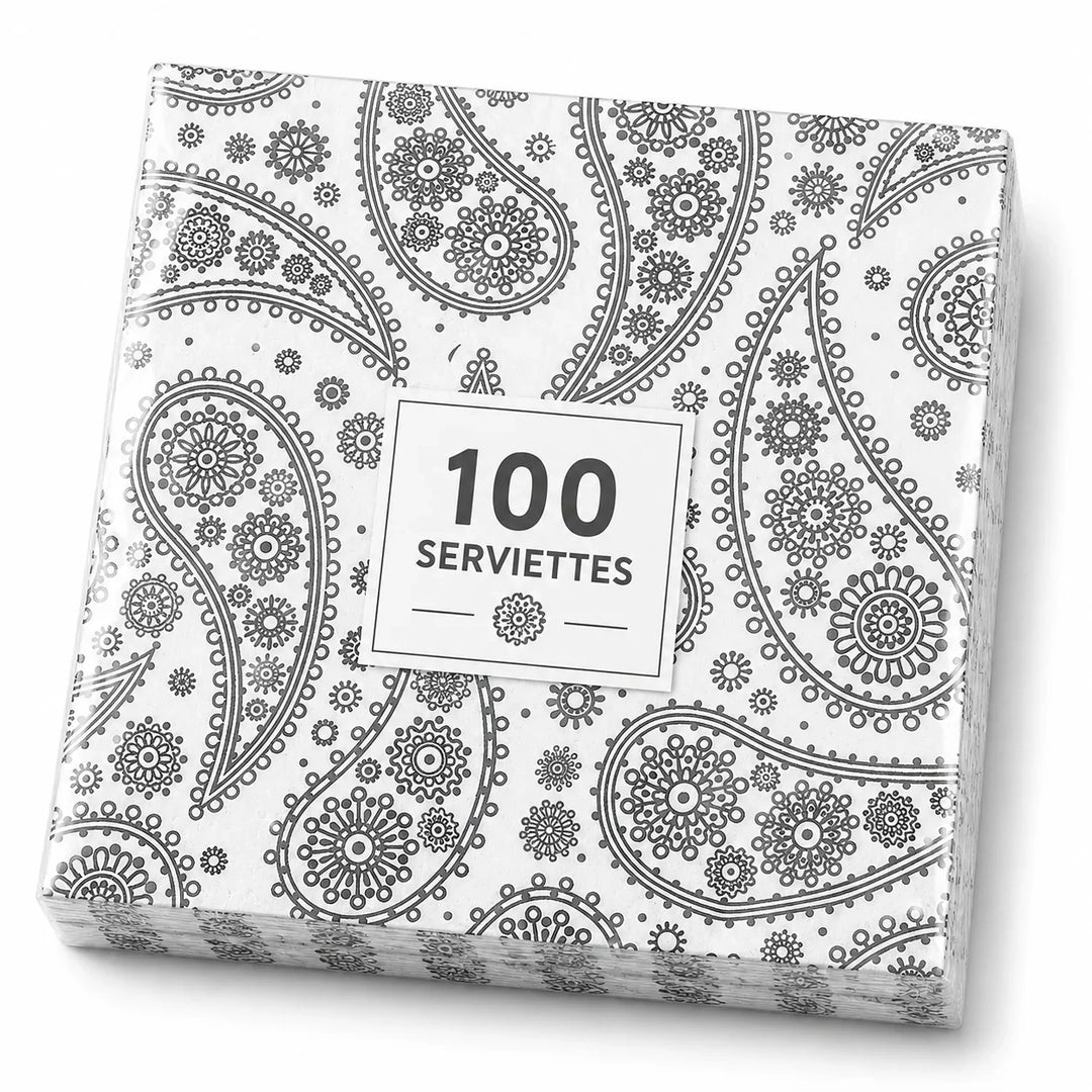Silver Paisley Serviettes