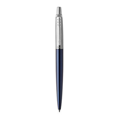 Parker Jotter Ball Pen Medium Nib Black Ink Gift Box - Royal Blue Chrome Trim