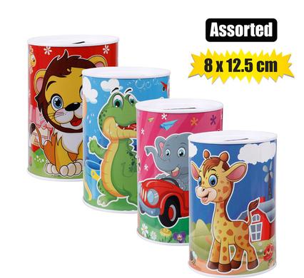 Money-Bank Tin Kiddies Assorted 8X12,5cm