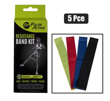 Pulse Active Fitness Resistance Band Loops Set 5 Piece