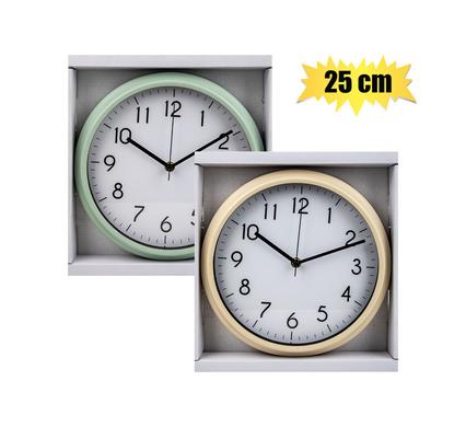 Clock Wall Pl Round 25cm Assorted