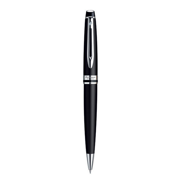 Waterman Expert Ball Pen Medium Nib Blue Ink - Matte Black Chrome Trim