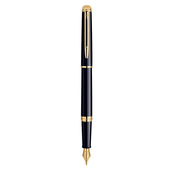 Waterman Hemisphere Fountain Pen Medium Nib Blue Ink - Mars Black Gold Trim