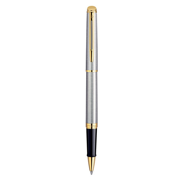 Waterman Hemisphere Roller Ball Fine Nib Black Ink - Stainless Steel Gold Trim