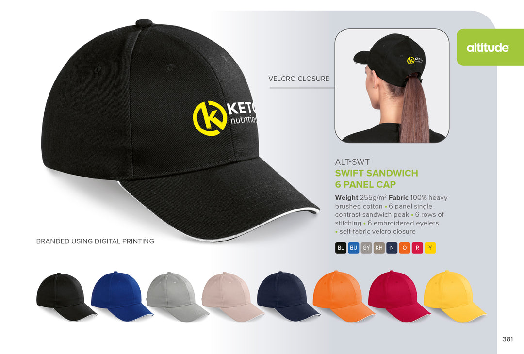 Swift Sandwich Cap - 6 Panel-6 Panel Caps-Just Brand