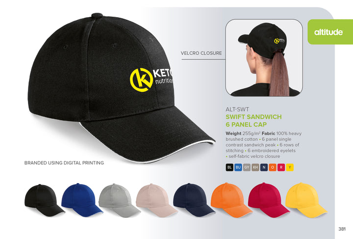 Swift Sandwich Cap - 6 Panel-6 Panel Caps-Just Brand
