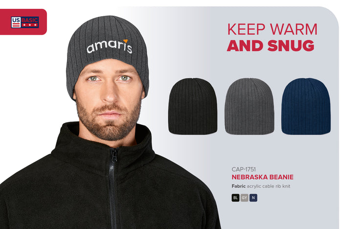 Nebraska Acrylic Beanie-Custom branded & personalised-Beanies-Just Brand