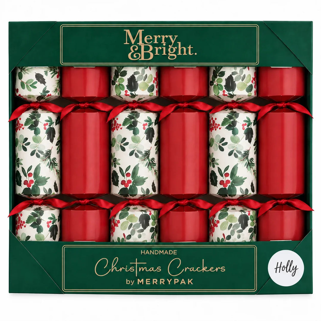Merry & Bright Holly Christmas Crackers