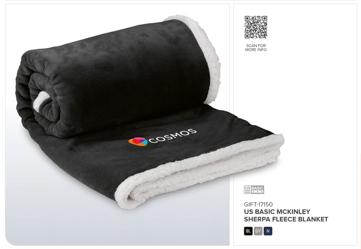US Basic Mckinley Sherpa Fleece Blanket-Fleece Blankets-corporate gift ideas for employees-branded corporate gifts | corporate gifts south africa | Just Brand