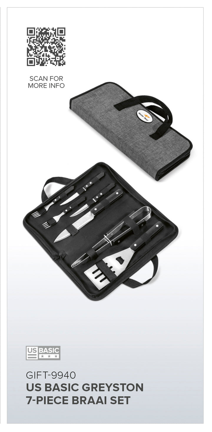 US Basic Greyston 7-Piece Braai Set-Braai Sets-corporate gift ideas for employees-branded corporate gifts | corporate gifts south africa | Just Brand
