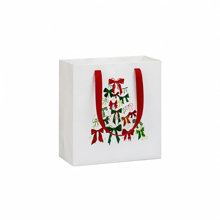 Gloss White Christmas Bows Carrier Bag