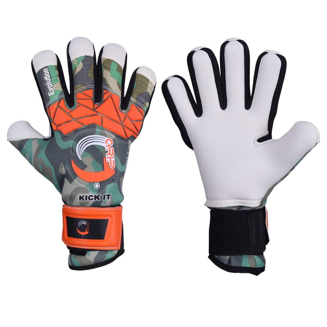 Grip Goal Keeper Glove Evolution | Gripping One | Camo-Grey-Orange-Green