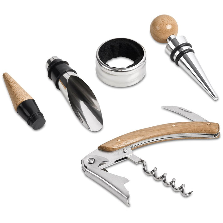 Okiyo Budonoki Bamboo Wine Accessories set-Wine Sets-corporate gift ideas for employees-branded corporate gifts | corporate gifts south africa | Just Brand