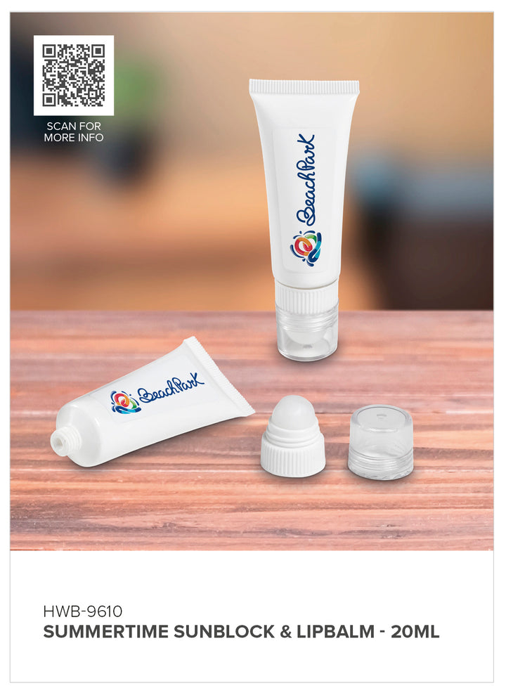 Summertime Sunblock & Lip Balm - 20ml-Lip Balms and Sunblocks-corporate gift ideas for employees-branded corporate gifts | corporate gifts south africa | Just Brand
