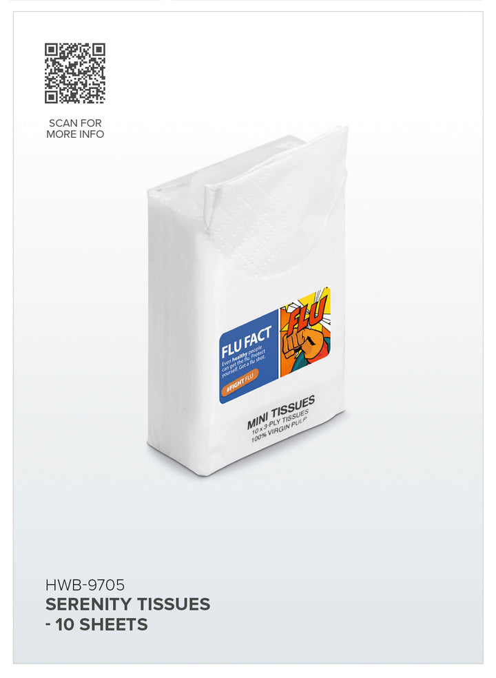 Serenity Tissues - 10 sheets-Wipes & Tissues-corporate gift ideas for employees-branded corporate gifts | corporate gifts south africa | Just Brand
