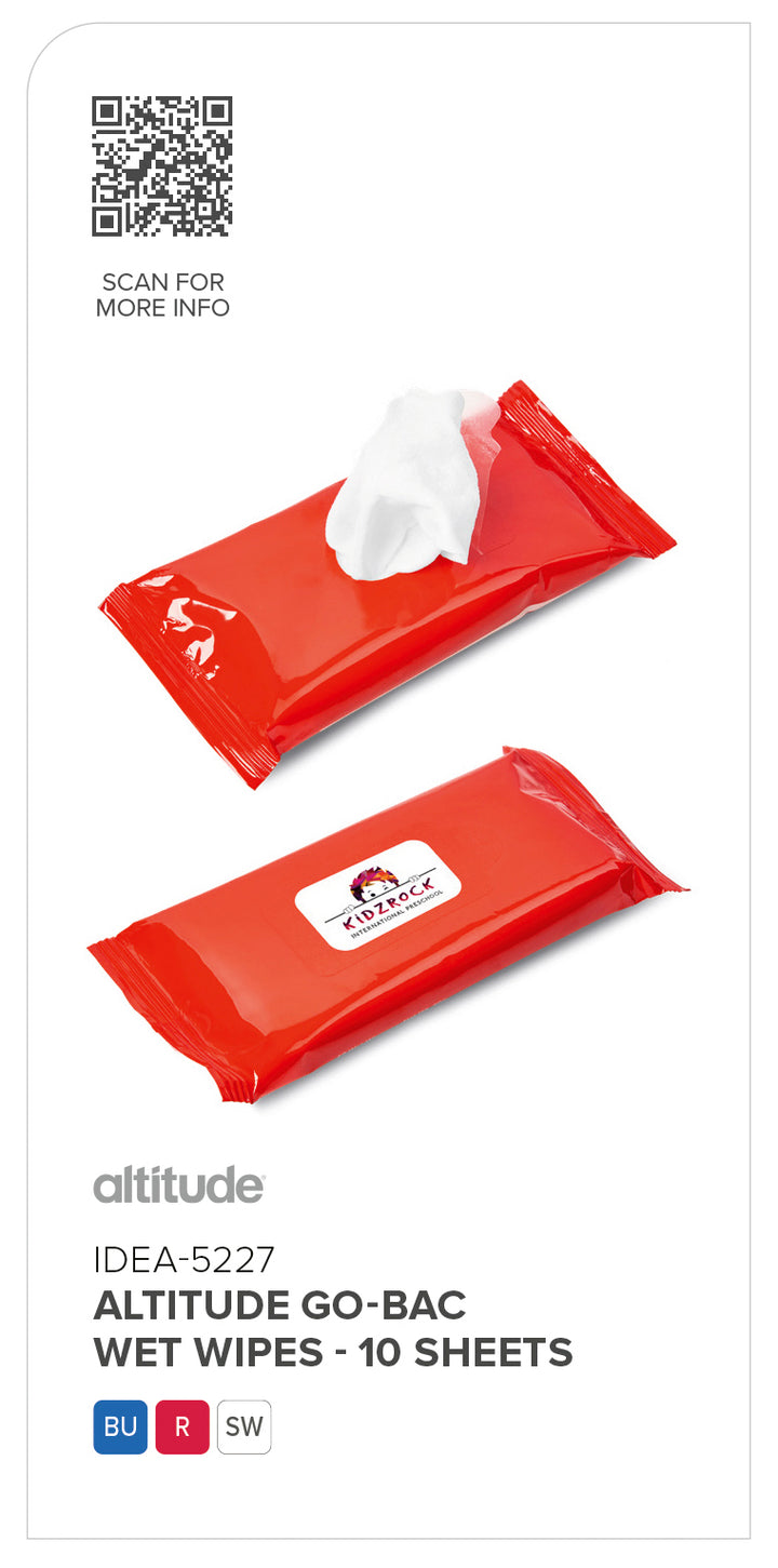 Altitude Go-Bac Wet Wipes - 10 sheets-Wipes & Tissues-corporate gift ideas for employees-branded corporate gifts | corporate gifts south africa | Just Brand