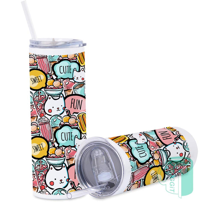 AAA Grade 20oz Skinny Tumbler with Straw - product view 2