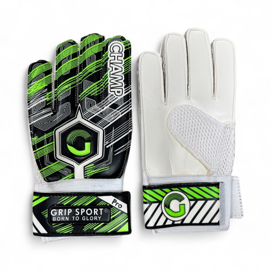 GRIP SPORT Soccer Goal Keeper Gloves - Pro Champ Black/Green