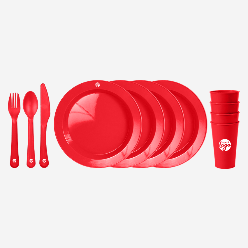Deep Dish Plate with 250ml Tumbler, Knife, Fork and Spoon Picnic Set – Lumoss