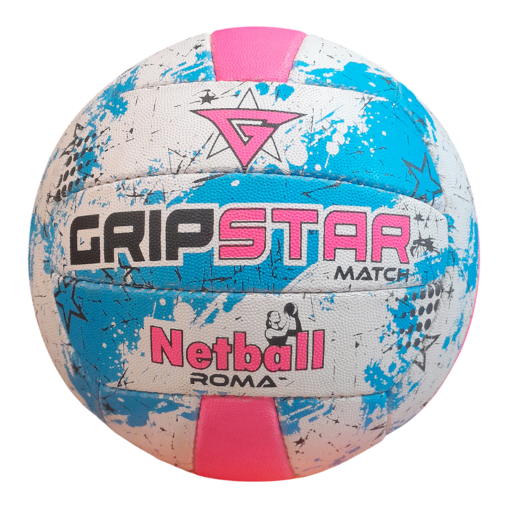Grip Star Netball Match Hand Stitched Ball | Roma | Blue