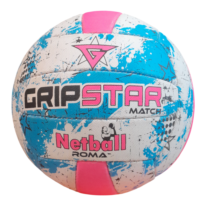 Grip Star Netball Match Hand Stitched Ball | Roma | Blue