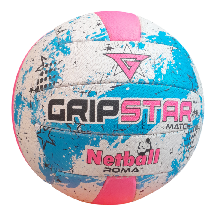 Grip Star Netball Match Hand Stitched Ball | Roma | Blue