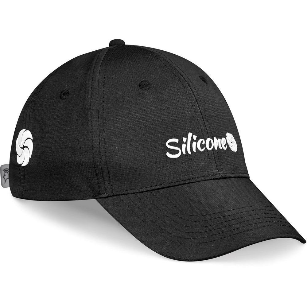 Pre-Branded Performance Cap Showcasing Silicone Branding-6 Panel Caps-Just Brand