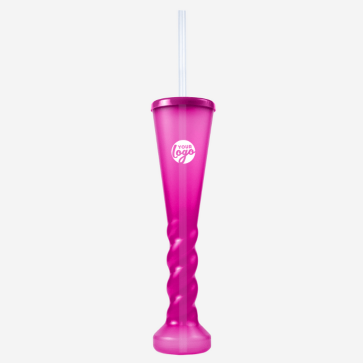 Swirl Yard Glass with Cap and Straw (Clear)