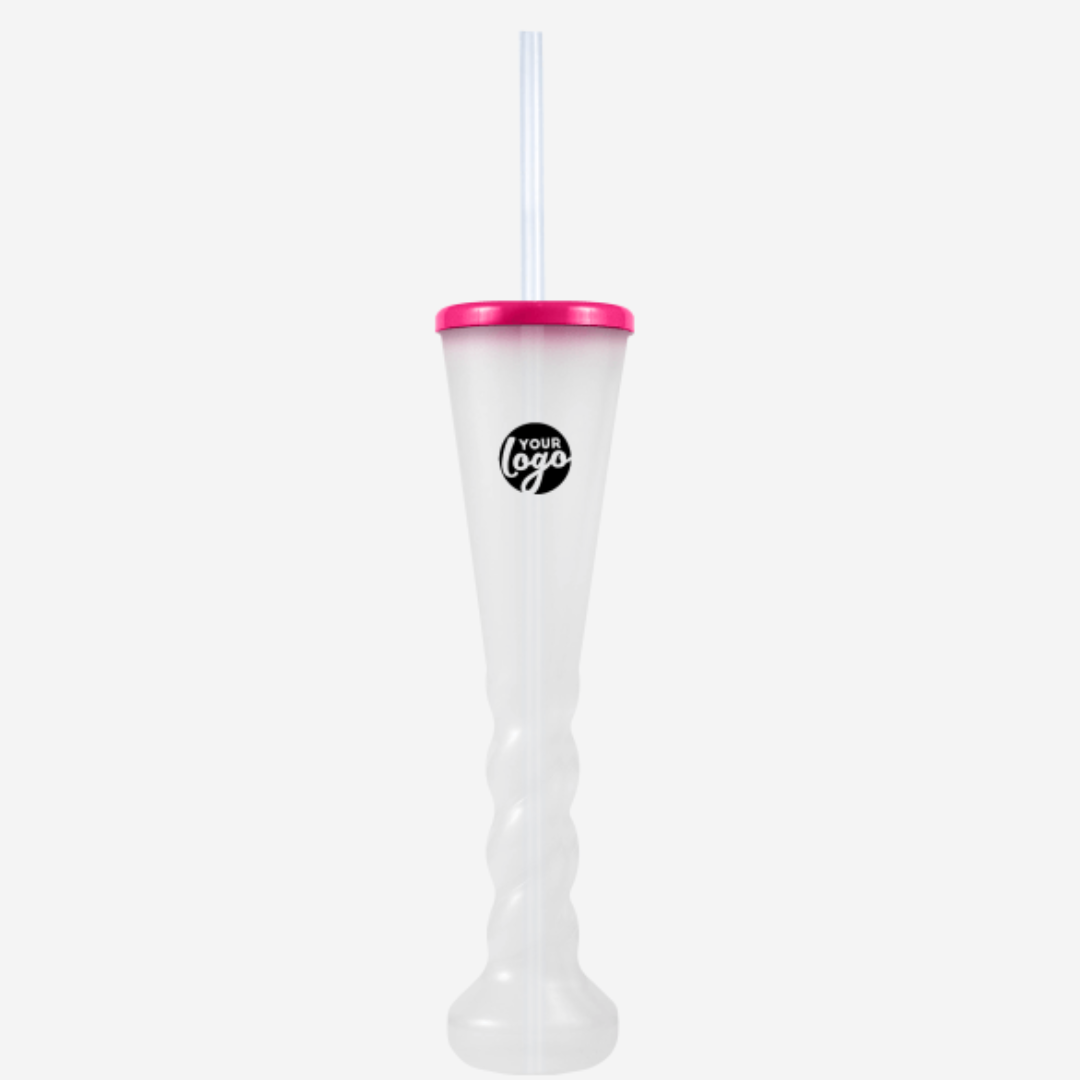 Swirl Yard Glass with Cap and Straw (Opaque )