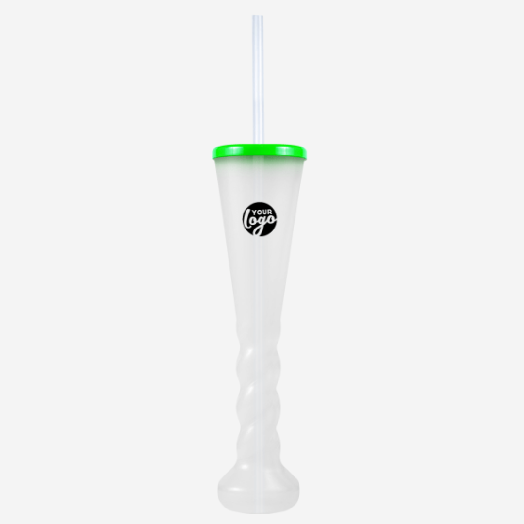 Swirl Yard Glass with Cap and Straw (Opaque )
