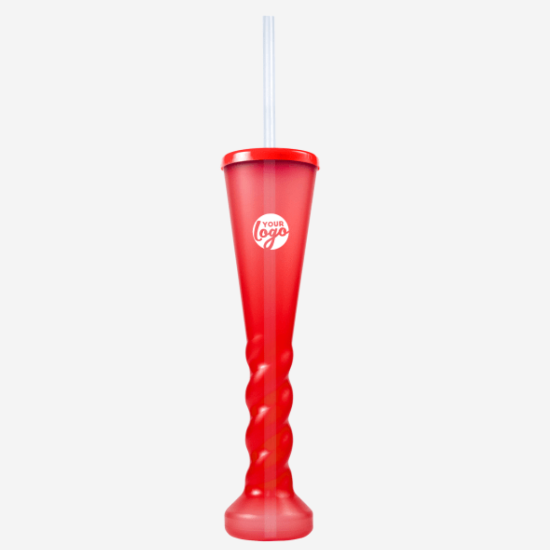 Swirl Yard Glass with Cap and Straw (Clear)