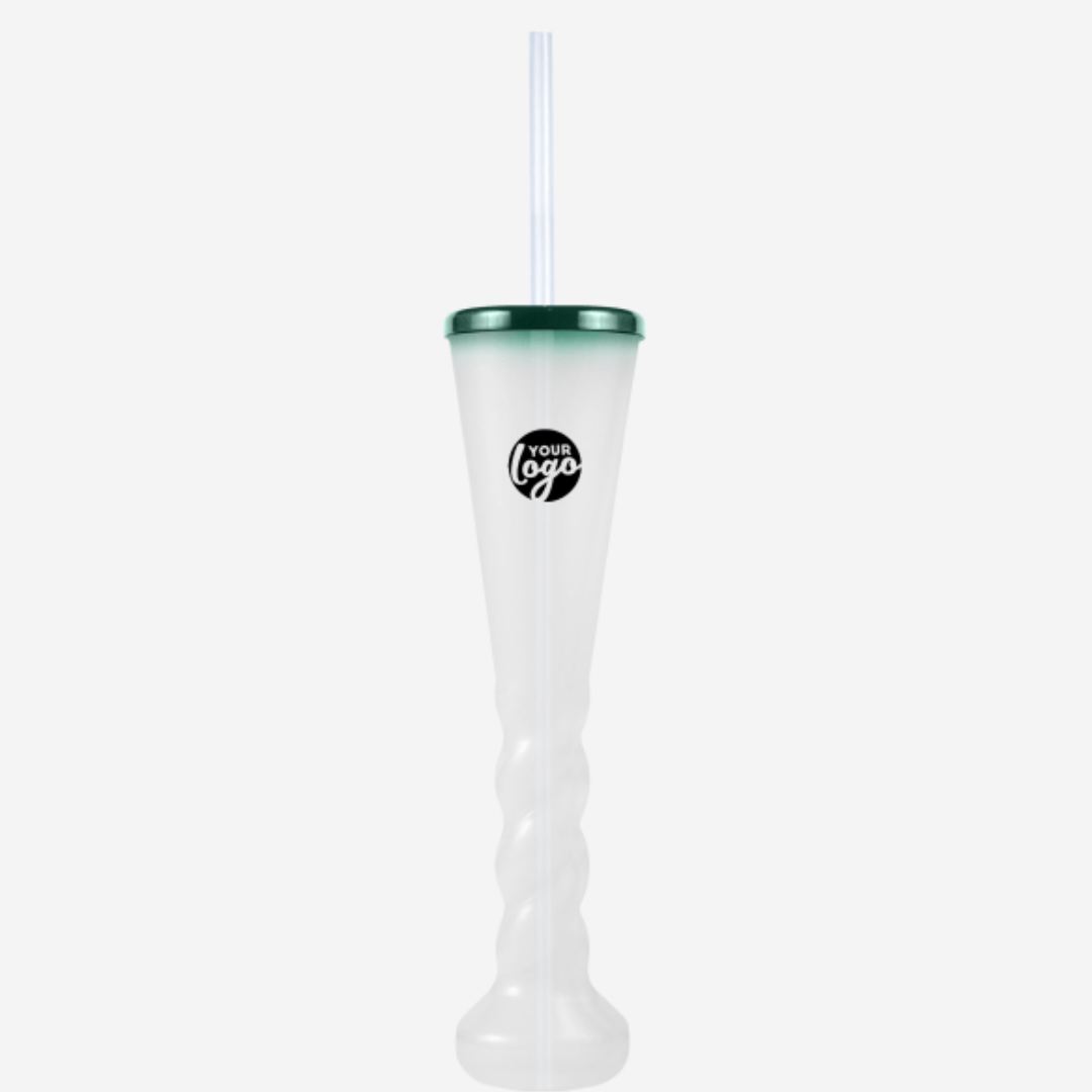 Swirl Yard Glass with Cap and Straw (Opaque )