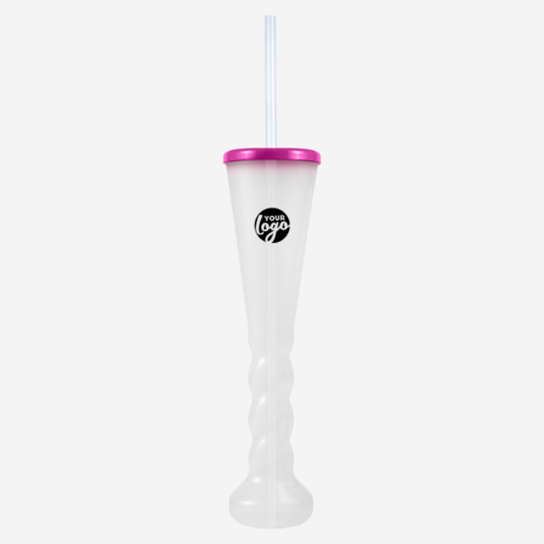 Swirl Yard Glass with Cap and Straw (Opaque )