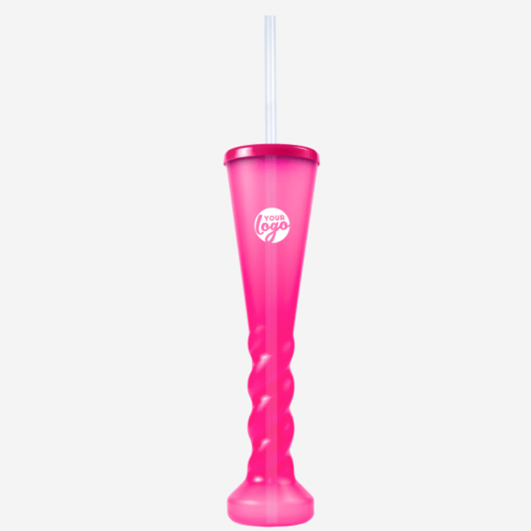 Swirl Yard Glass with Cap and Straw (Clear)