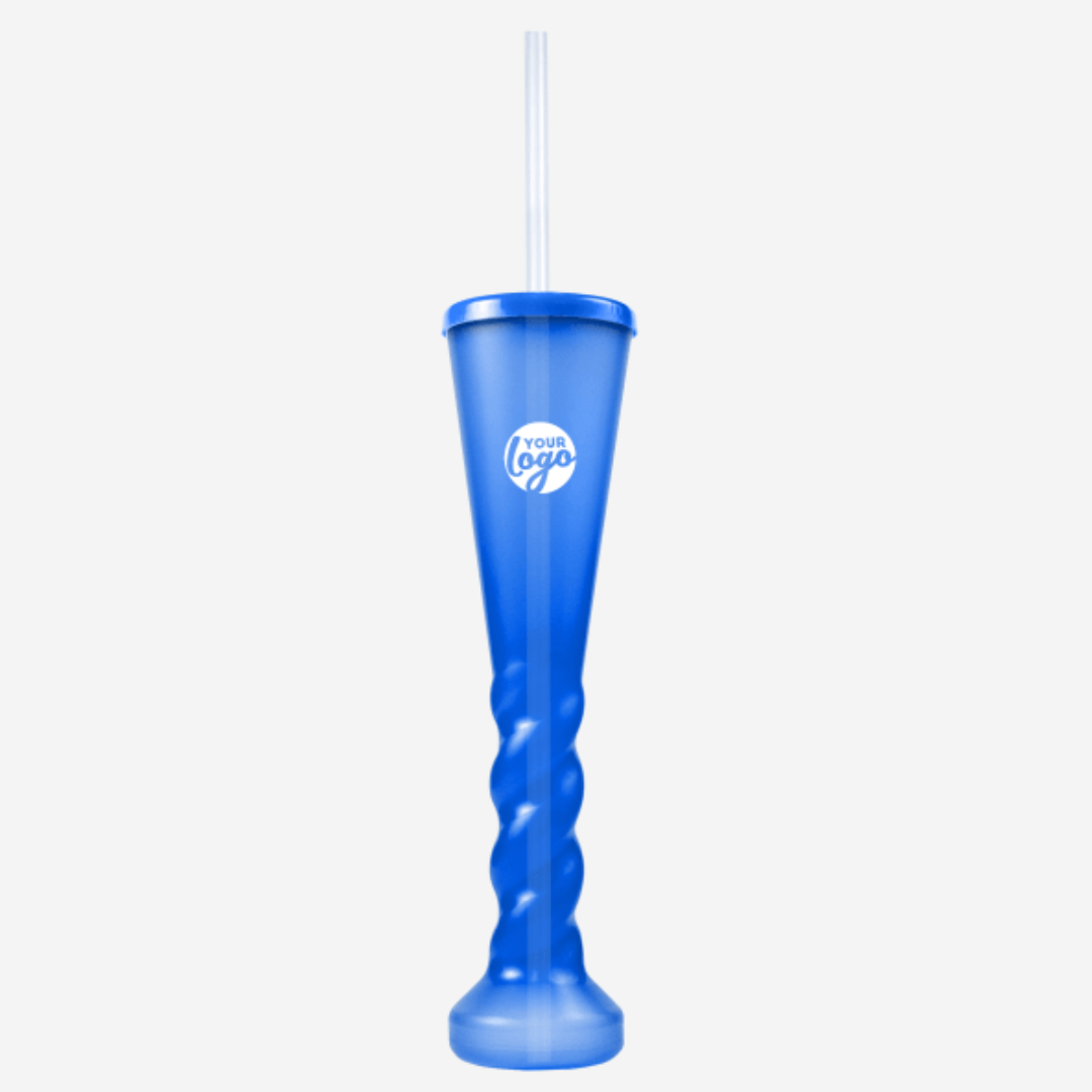 Swirl Yard Glass with Cap and Straw (Clear)