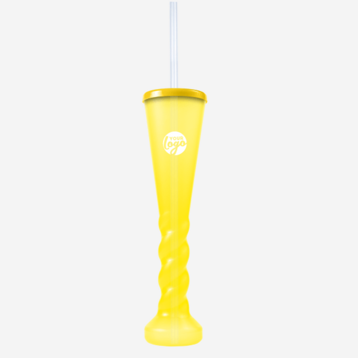 Swirl Yard Glass with Cap and Straw (Clear)