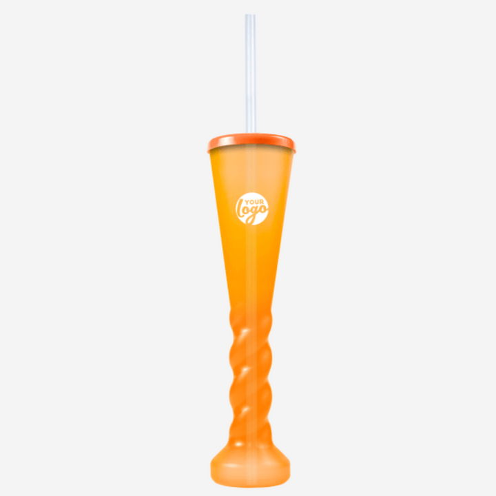 Swirl Yard Glass with Cap and Straw (Clear)