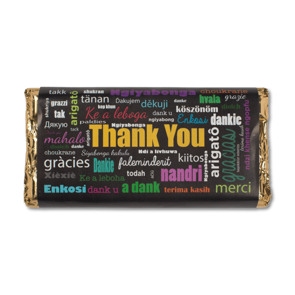 Geldhof Thank You’ – All Languages Chocolate Slab [90g]