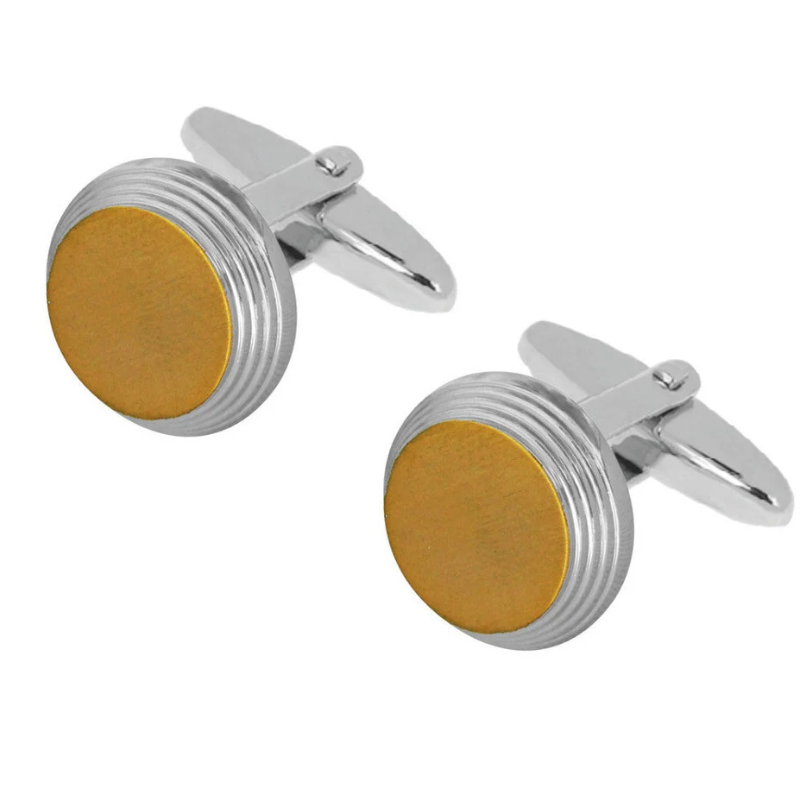 Round gold and silver cufflinks