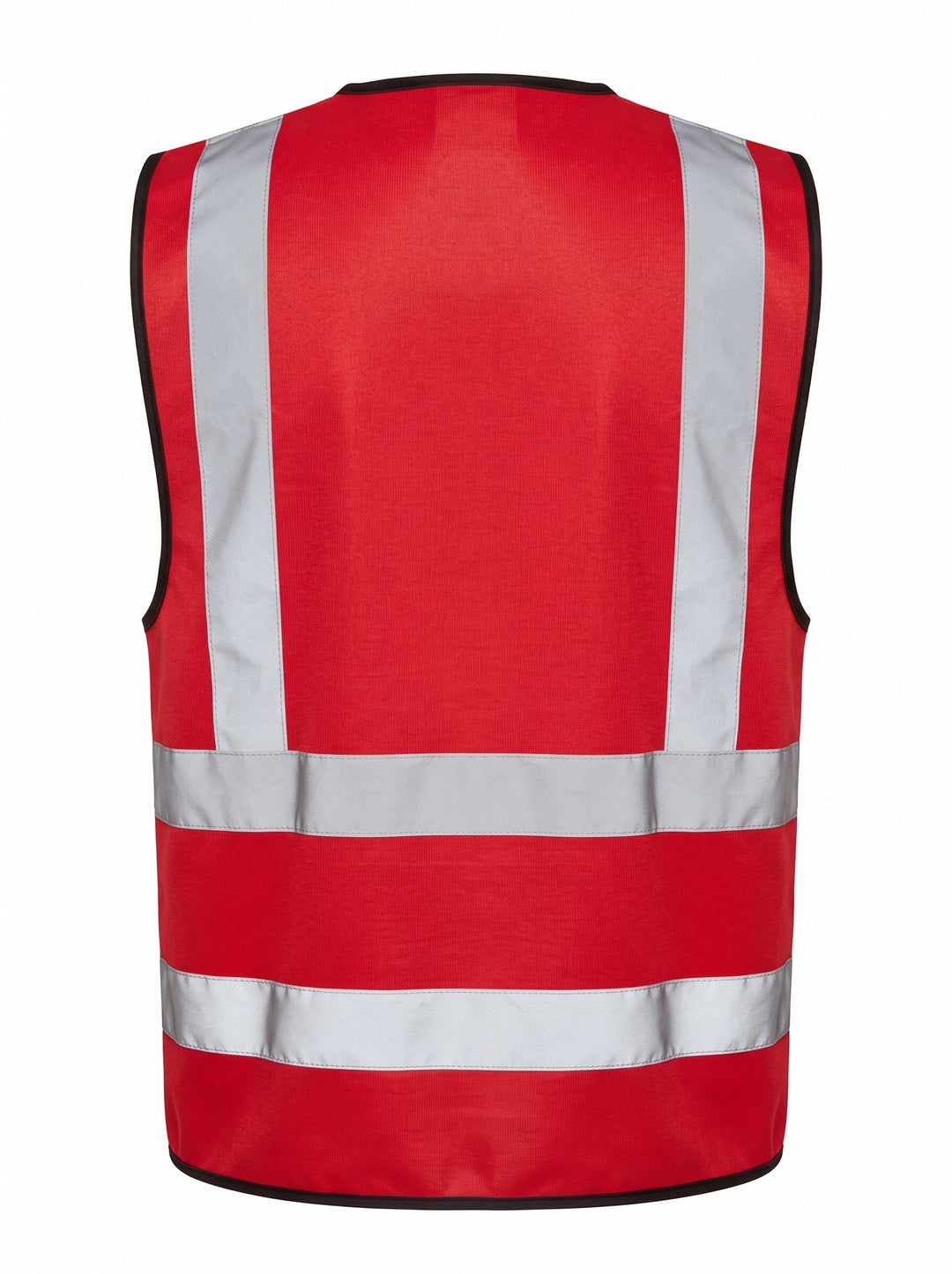 Red High-Visibility Safety Vest with Reflective Strips
