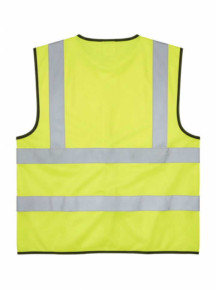 High-Visibility Yellow Safety Vest with ID Pocket & Zipper