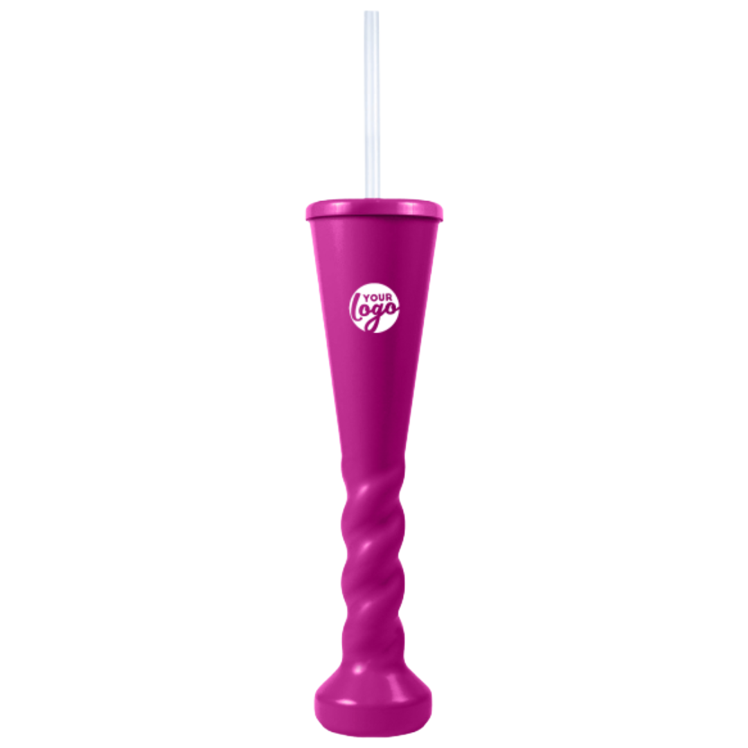 Swirl Yard Glass with Cap and Straw