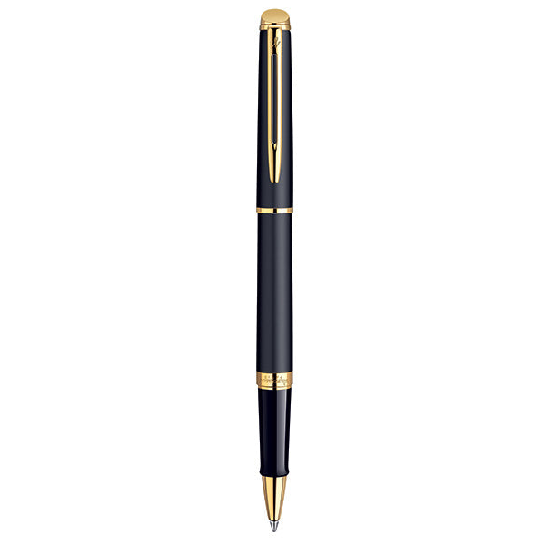 Waterman Hemisphere Roller Ball Fine Nib Black Ink - Matte Black Gold Trim