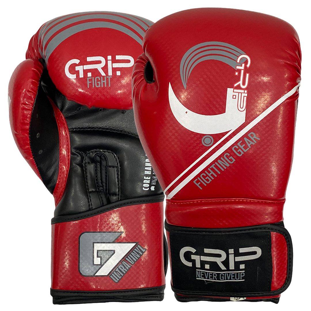 Grip Boxing Gloves | G7 Supreme Synthetic Vinyl | Red